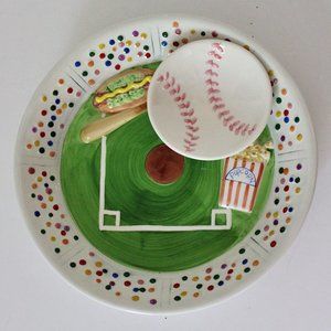 Baseball Ceramic Chip and Dip/Vegetable Platter